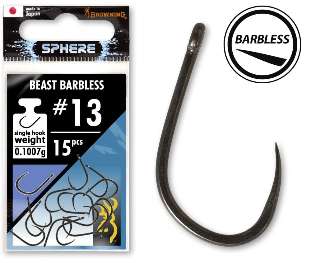 Browning Sphere Beast Barbless Hook With Eye 13 (15 Stuks) 1 Browning Sphere Beast Barbless Hook With Eye 13 (15 Stuks)